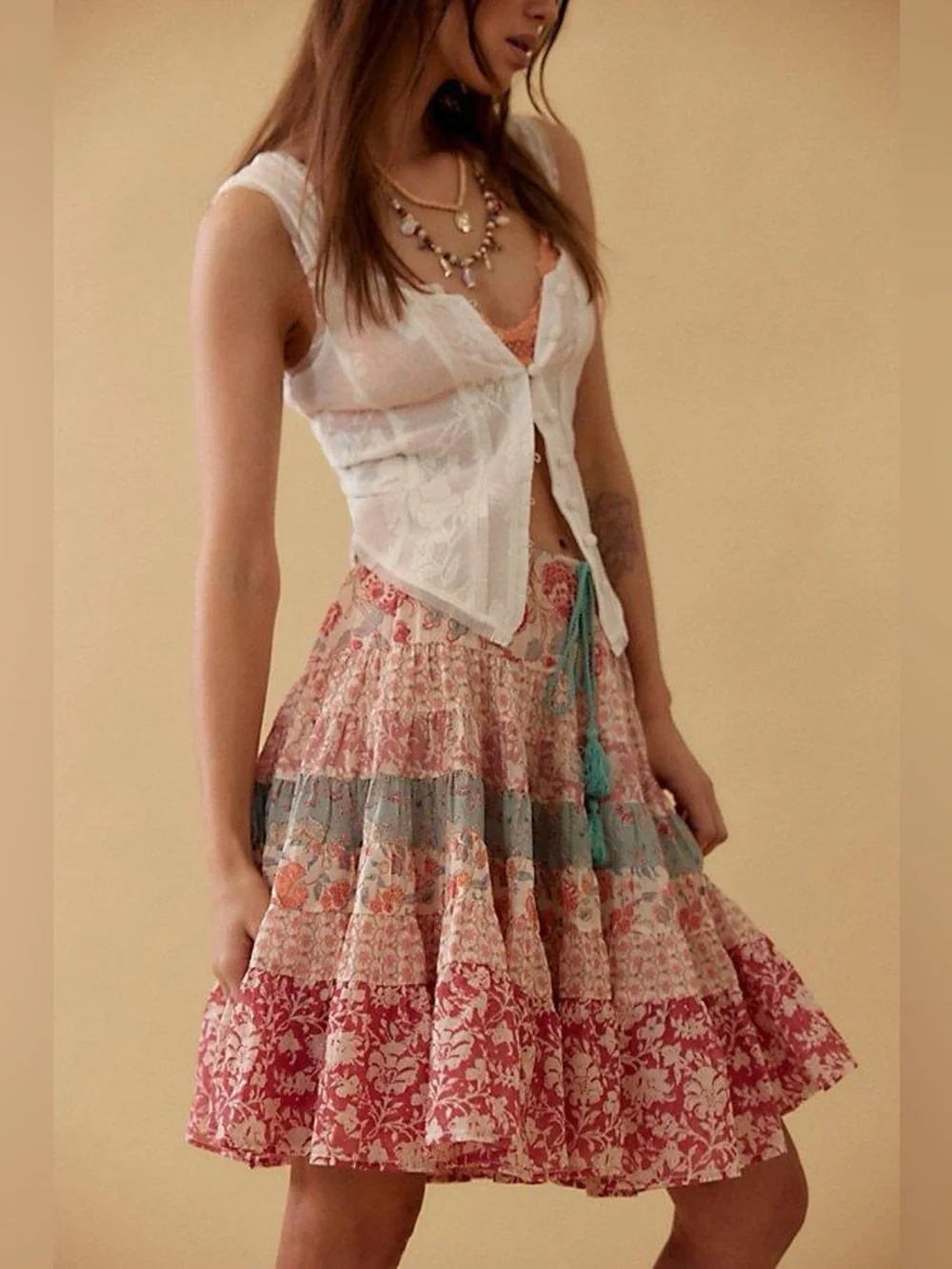 𝓯𝓹 Free People ~ Many Layers Midi Skirt - Picture 12 of 13